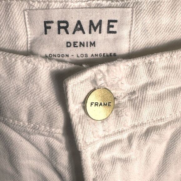 Frame Denim Le Grand Garçon Short Blanc Pike White Cotton Shorts Size 26 📦 - Picture 5 of 10